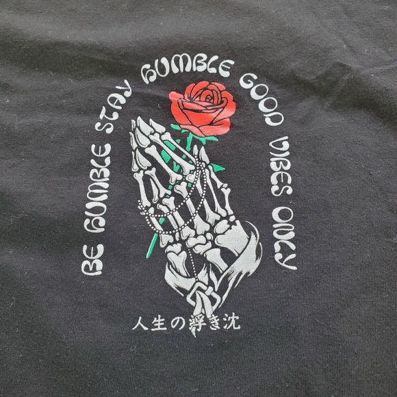 2 Monkeys Graphic T Shirt Size 2XL XXL Black Red White Be Humble Good Vibes Only - Picture 3 of 7